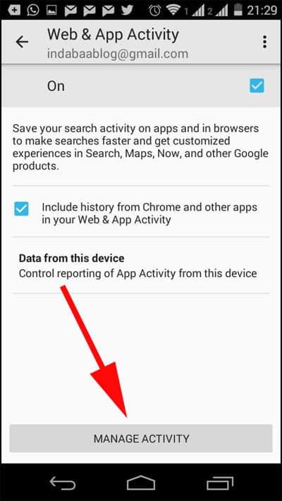 Tap on MANAGE ACTIVITY