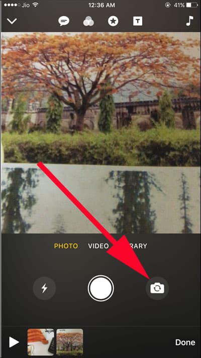 Tap on camera icon