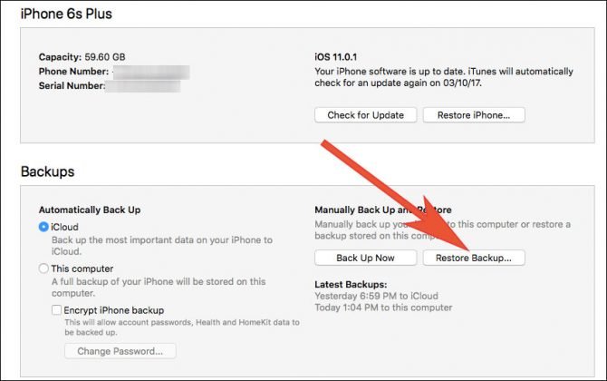 restore iphone contacts from backup