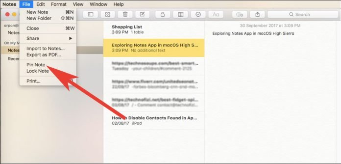 How To Pin Notes In MacOS High Sierra On Mac MacBook Pro Air