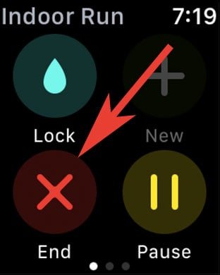 once done tap on end button in workout app on apple watch
